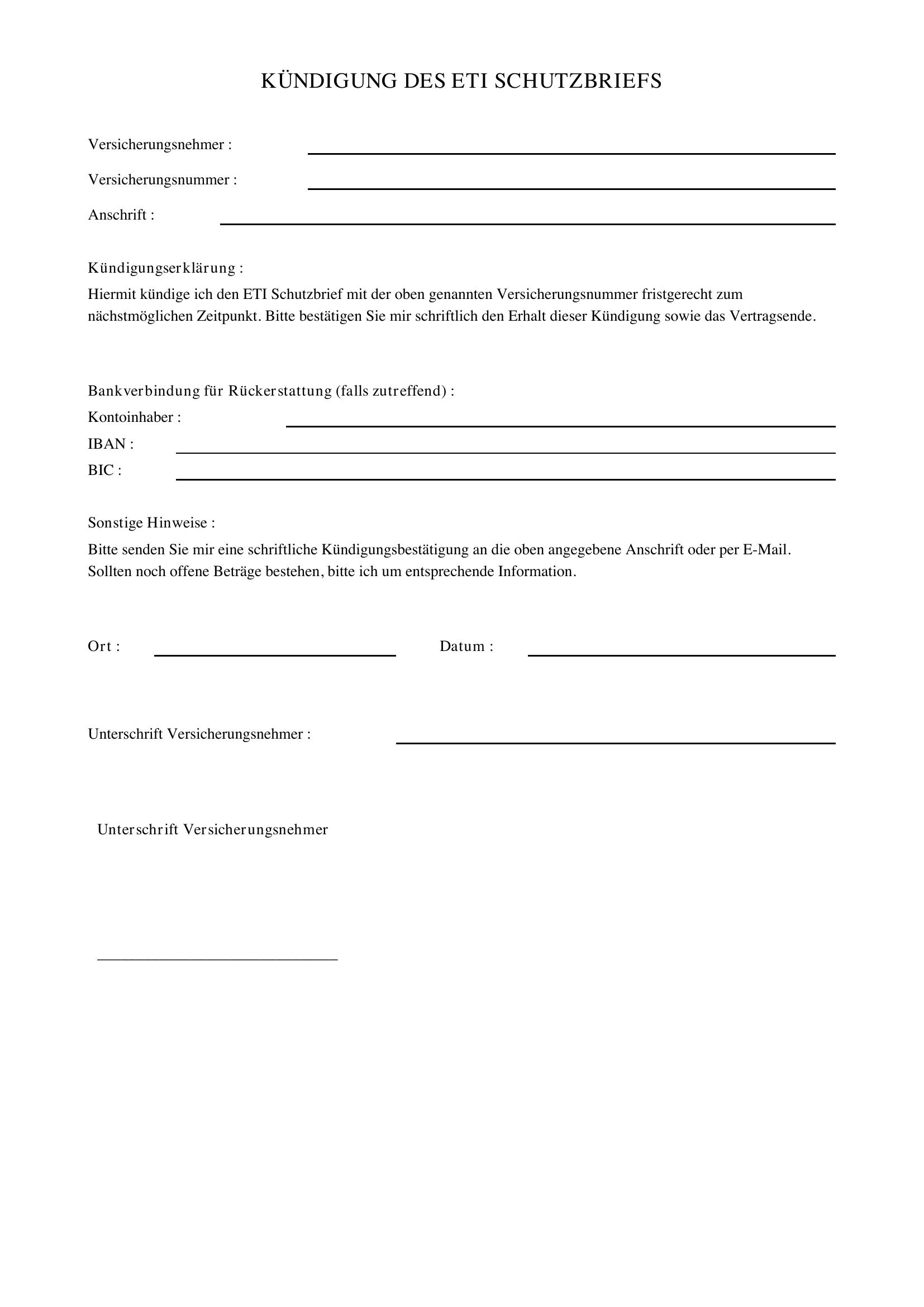 Eti Schutzbrief Kündigen