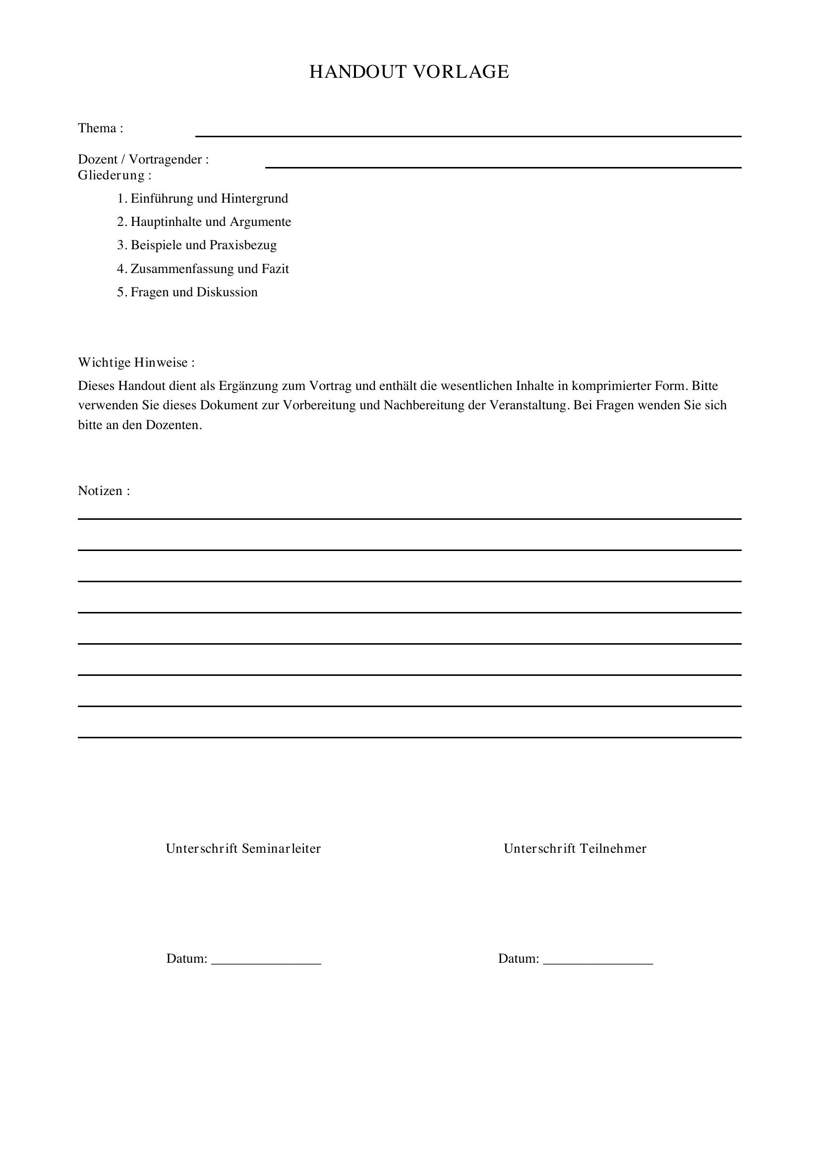 Handout Vorlage