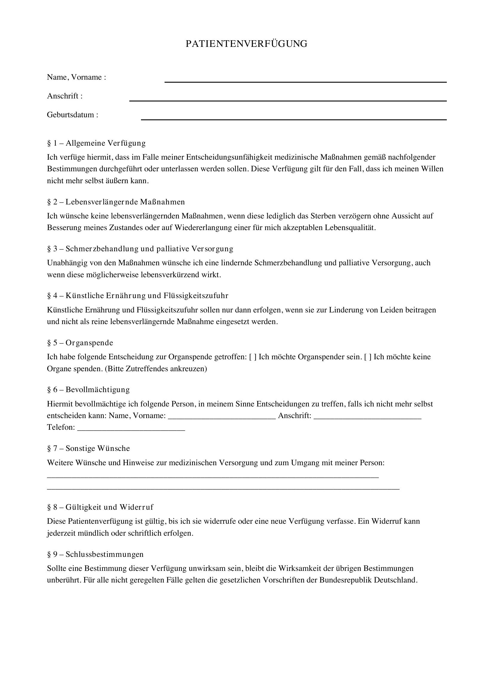 Mindener Patientenverfügung