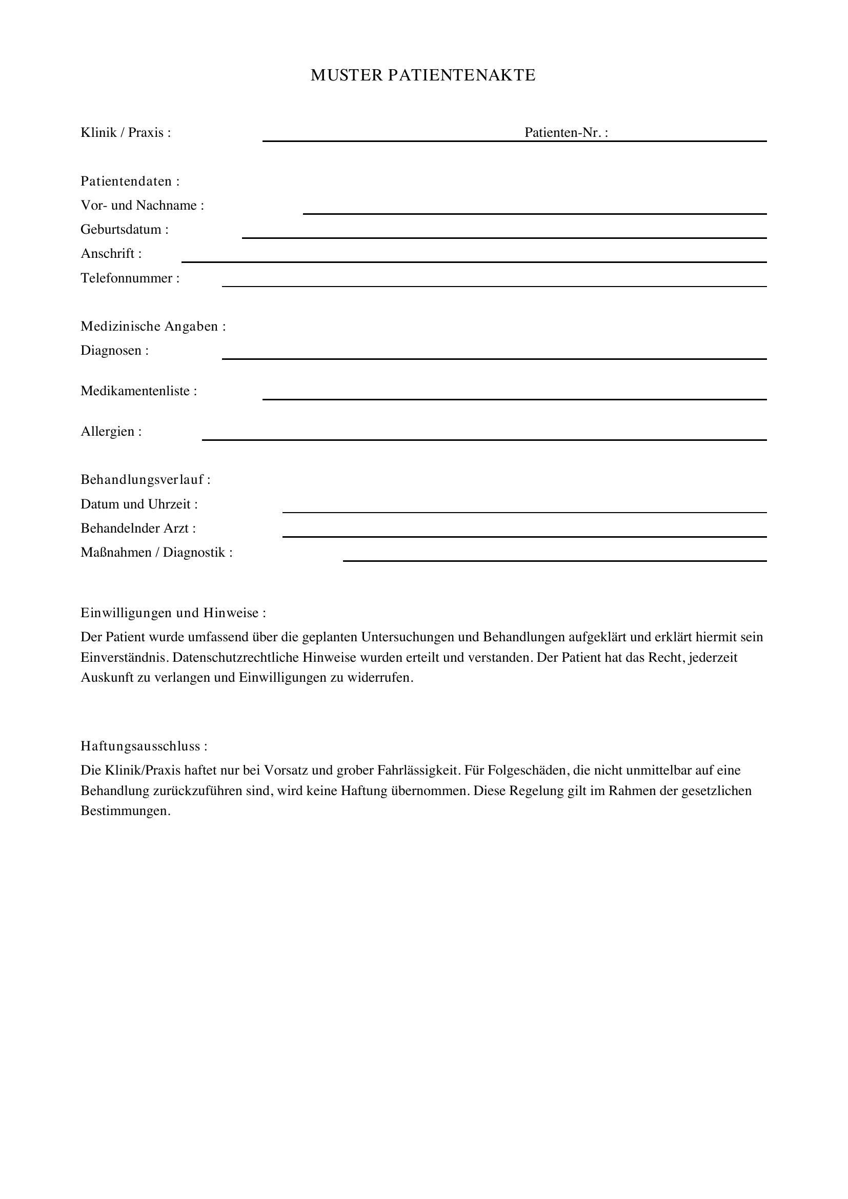 Patientenakte Muster
