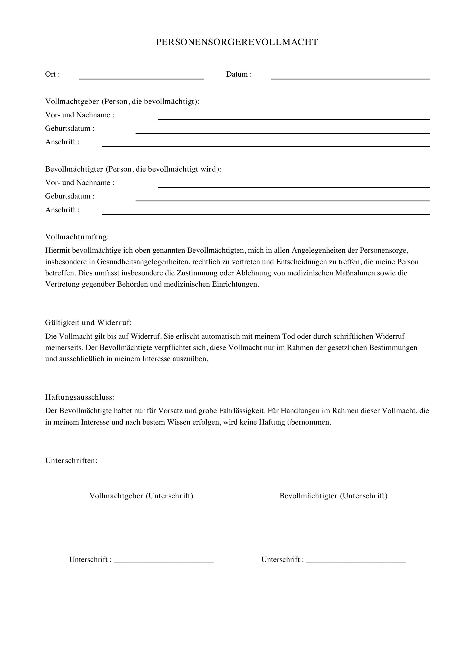Personensorgevollmacht