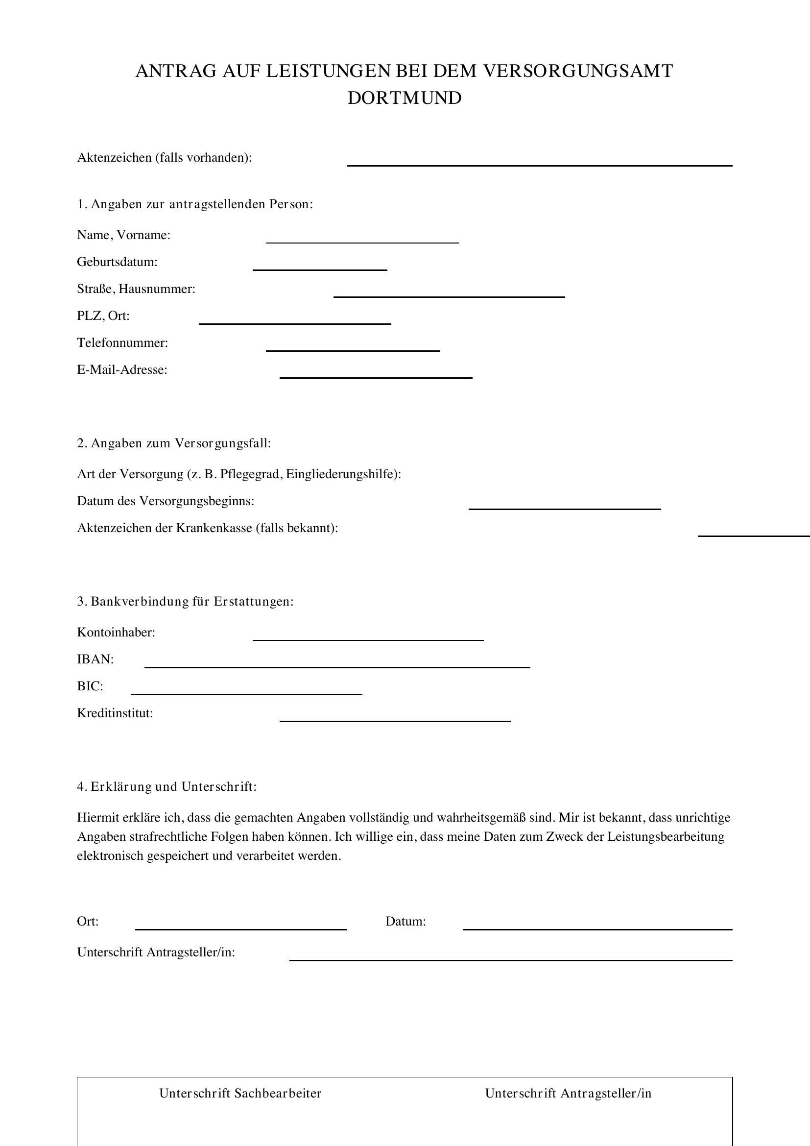 Versorgungsamt Dortmund Formulare