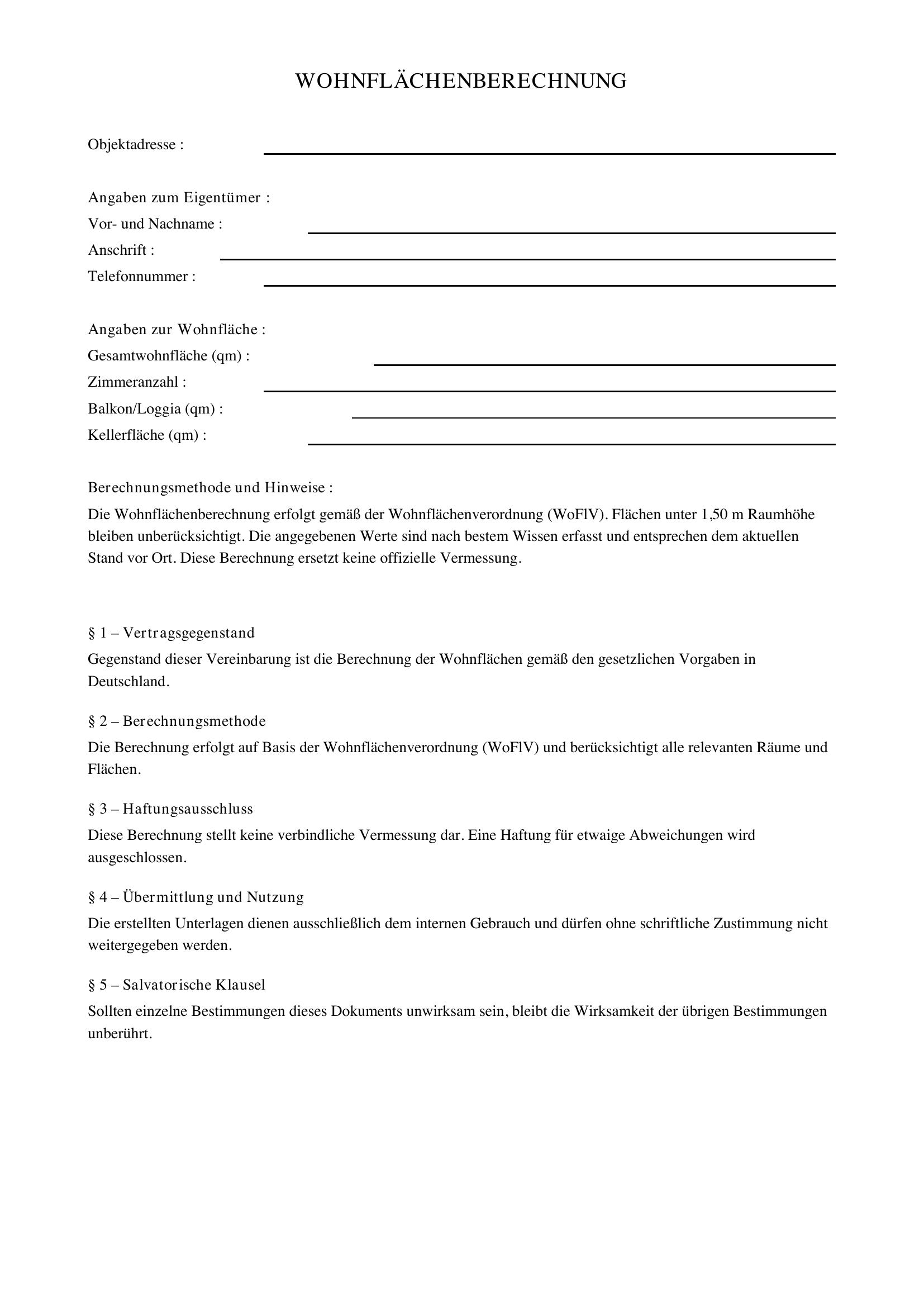 Wohnflächenberechnung Xlsx